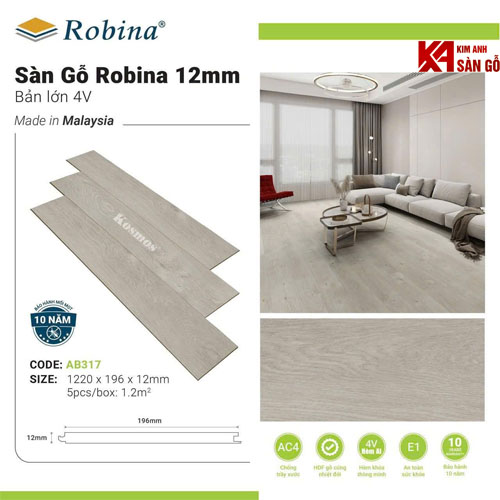 Sàn Gỗ Công Nghiệp Robina 12mm AB317